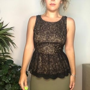 Black Lace Peplum Top
